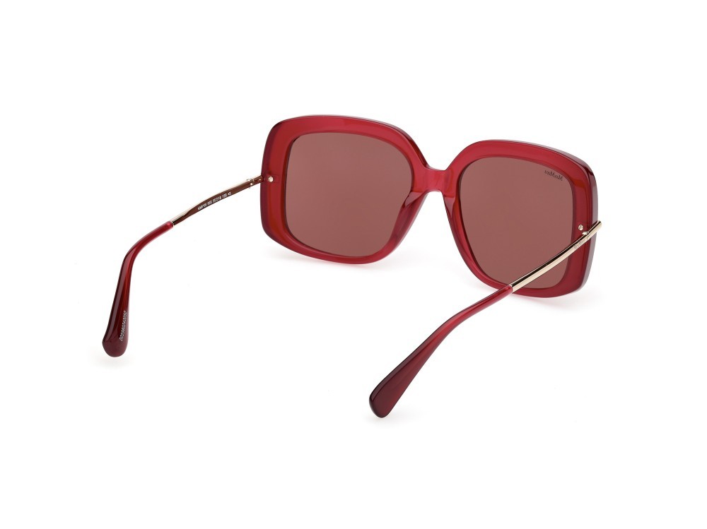 Occhiali da sole MaxMara MM0195 (69S) colore bordeaux lucido / oro pallido lucido forma quadrato lenti bordeaux