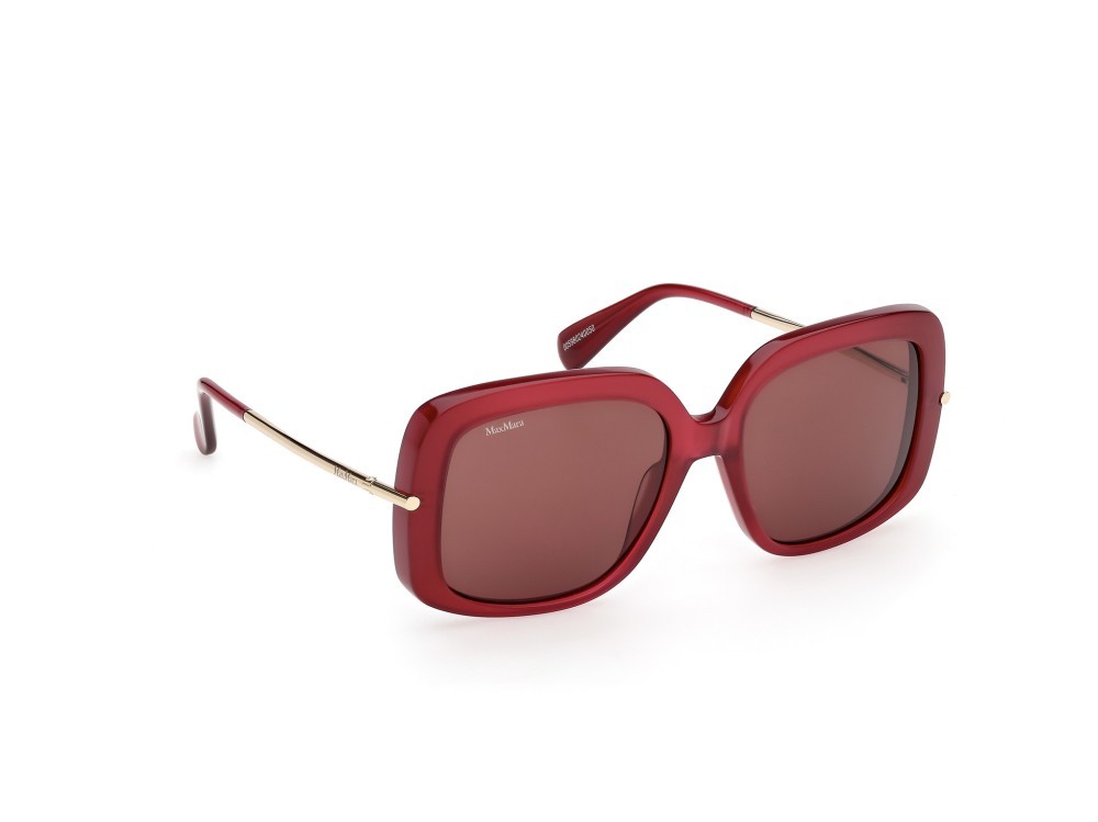 Occhiali da sole MaxMara MM0195 (69S) colore bordeaux lucido / oro pallido lucido forma quadrato lenti bordeaux