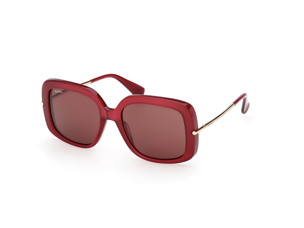 Occhiali da sole MaxMara MM0195 (69S) colore bordeaux lucido / oro pallido lucido forma quadrato lenti bordeaux