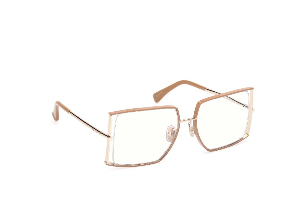 Occhiali da vista MaxMara MM5156-B (047) colore marrone chiaro lucido - oro pallido lucido forma rettangolare 