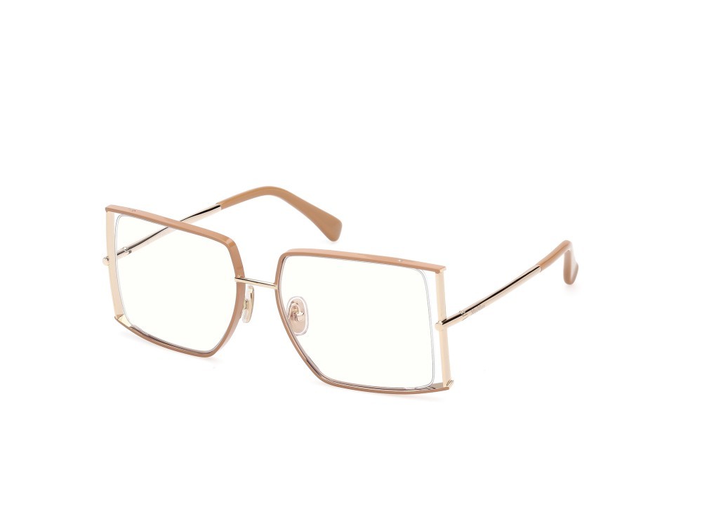 Occhiali da vista MaxMara MM5156-B (047) colore marrone chiaro lucido - oro pallido lucido forma rettangolare 