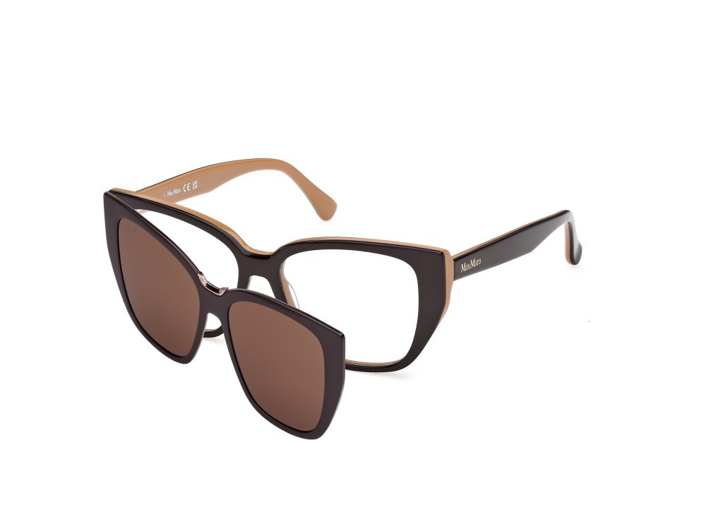 Brillen MaxMara MM5212 (050) + clip-on farbe marrone chiaro/monocolore form rund 
