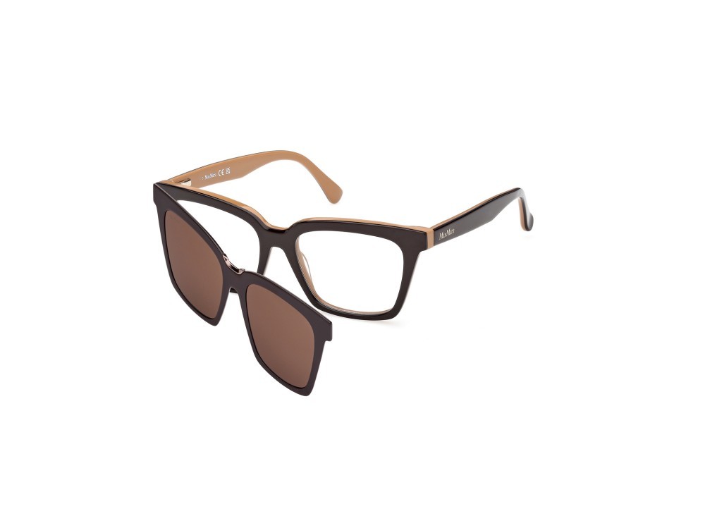 Occhiali da vista MaxMara MM5213 (050) + clip-on colore marrone chiaro/monocolore forma cat eye 