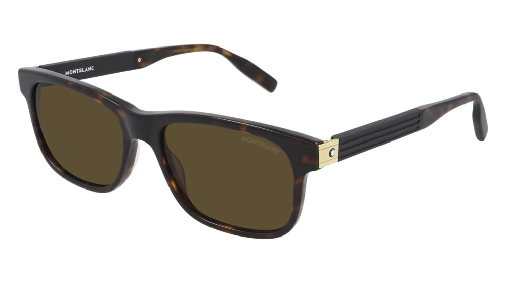 Sunglasses Montblanc Established MB0163S-002 color havana shape rectangle lenses brown