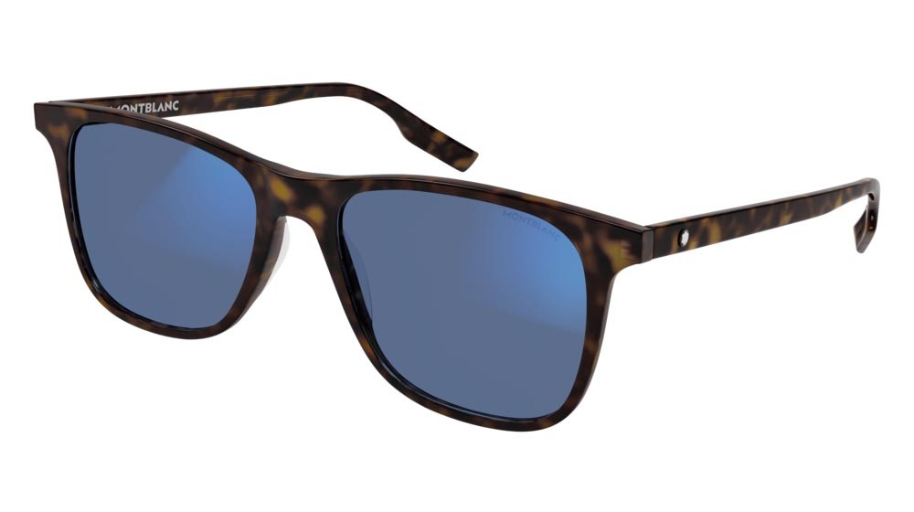 Sunglasses Montblanc Established MB0174S-005 color havana shape rectangle lenses light blue