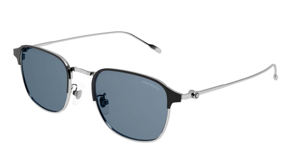 Sunglasses Montblanc Established MB0189S-006 color silver shape rectangle lenses blue