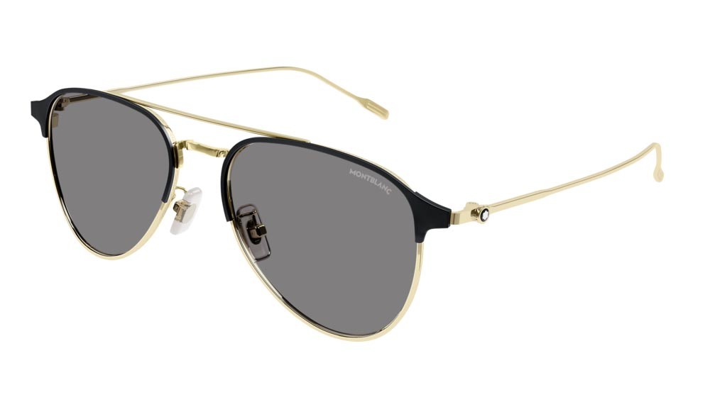 Sunglasses Montblanc Established MB0190S-001 color gold shape aviator lenses smoke