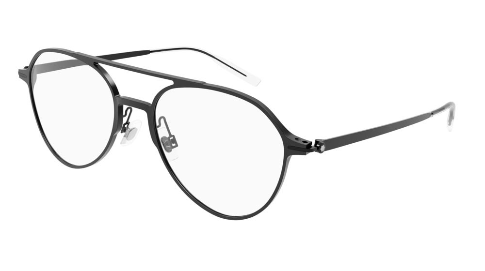 Eyeglasses Montblanc Established MB0195O-001 color black shape aviator lenses transparent