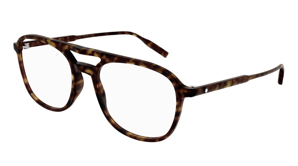 Brillen Montblanc Established MB0198O-002 farbe havana form aviator gläser transparent