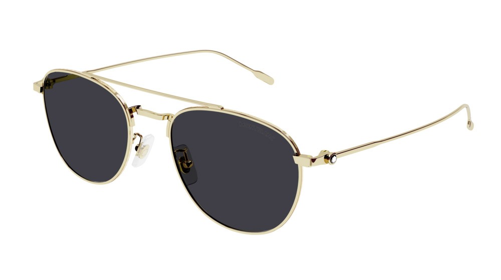 Sunglasses Montblanc Established MB0211S-005 color gold shape aviator lenses grey