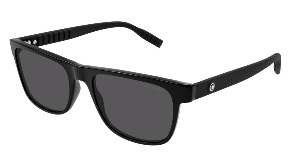 Sunglasses Montblanc Smart Sporty MB0209S-001 color black shape rectangle lenses grey
