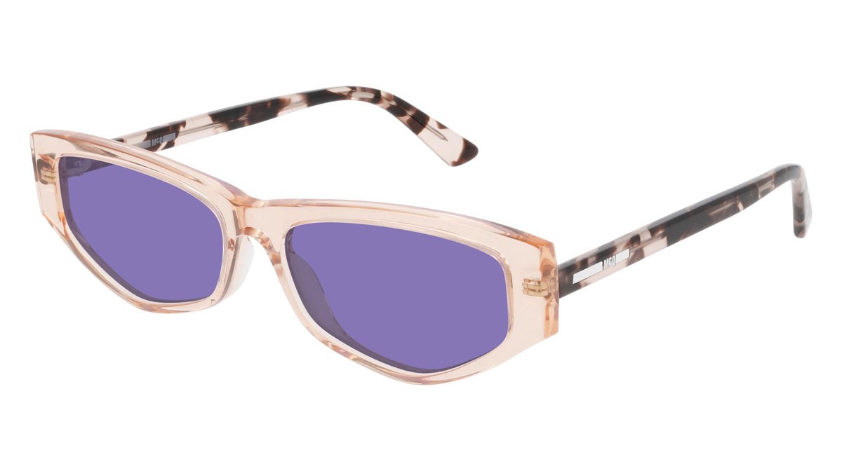 Sunglasses McQ London Calling MQ0250S-004 color havana shape rectangle lenses violet