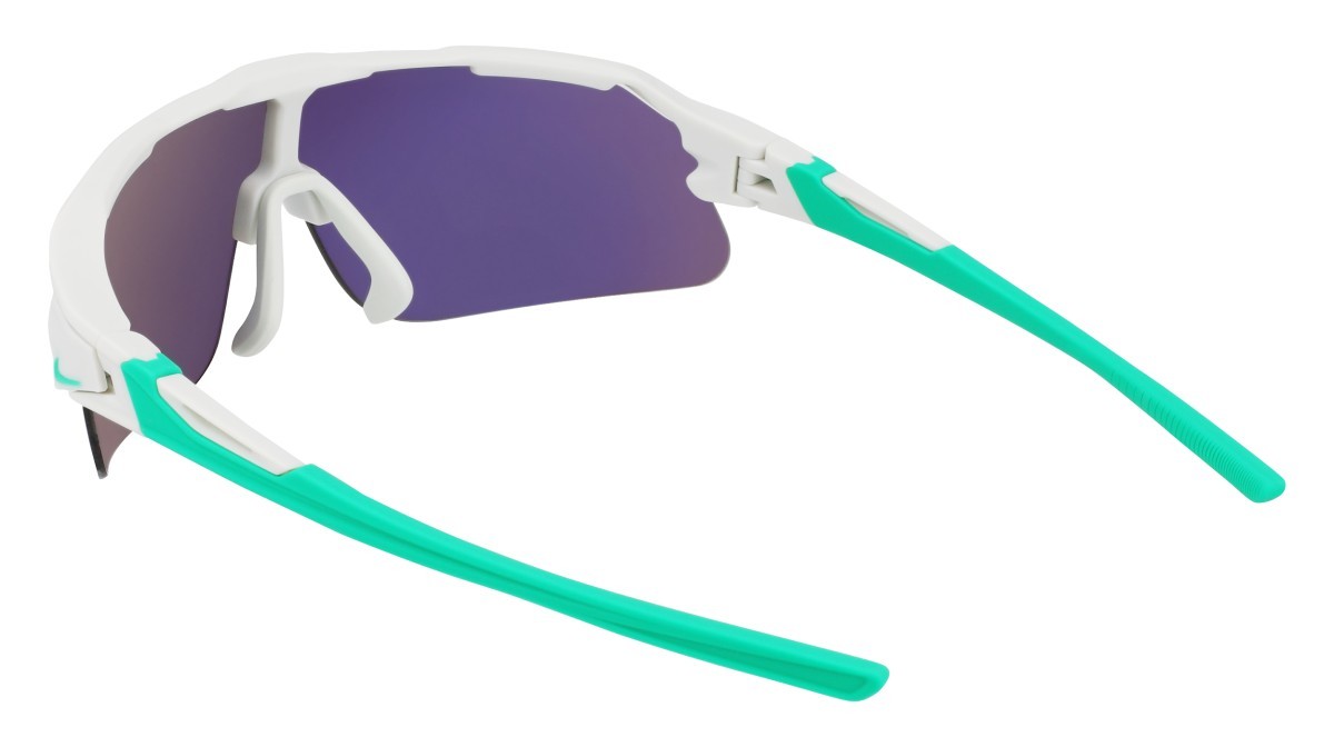 Sonnenbrillen Nike NIKE FLYFREE SHIELD EV24033 (907) farbe mat lt silver / gren mir/ volt form maske gläser grey w/ green mirror (max pro)