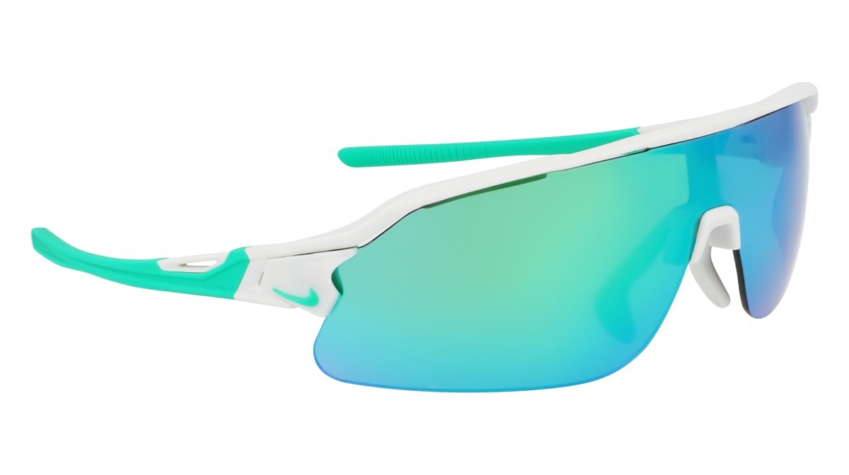 Sonnenbrillen Nike NIKE FLYFREE SHIELD EV24033 (907) farbe mat lt silver / gren mir/ volt form maske gläser grey w/ green mirror (max pro)