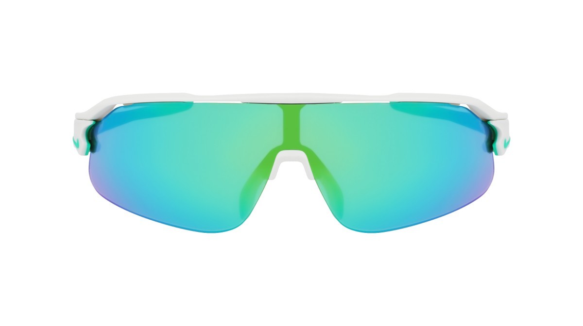 Sonnenbrillen Nike NIKE FLYFREE SHIELD EV24033 (907) farbe mat lt silver / gren mir/ volt form maske gläser grey w/ green mirror (max pro)
