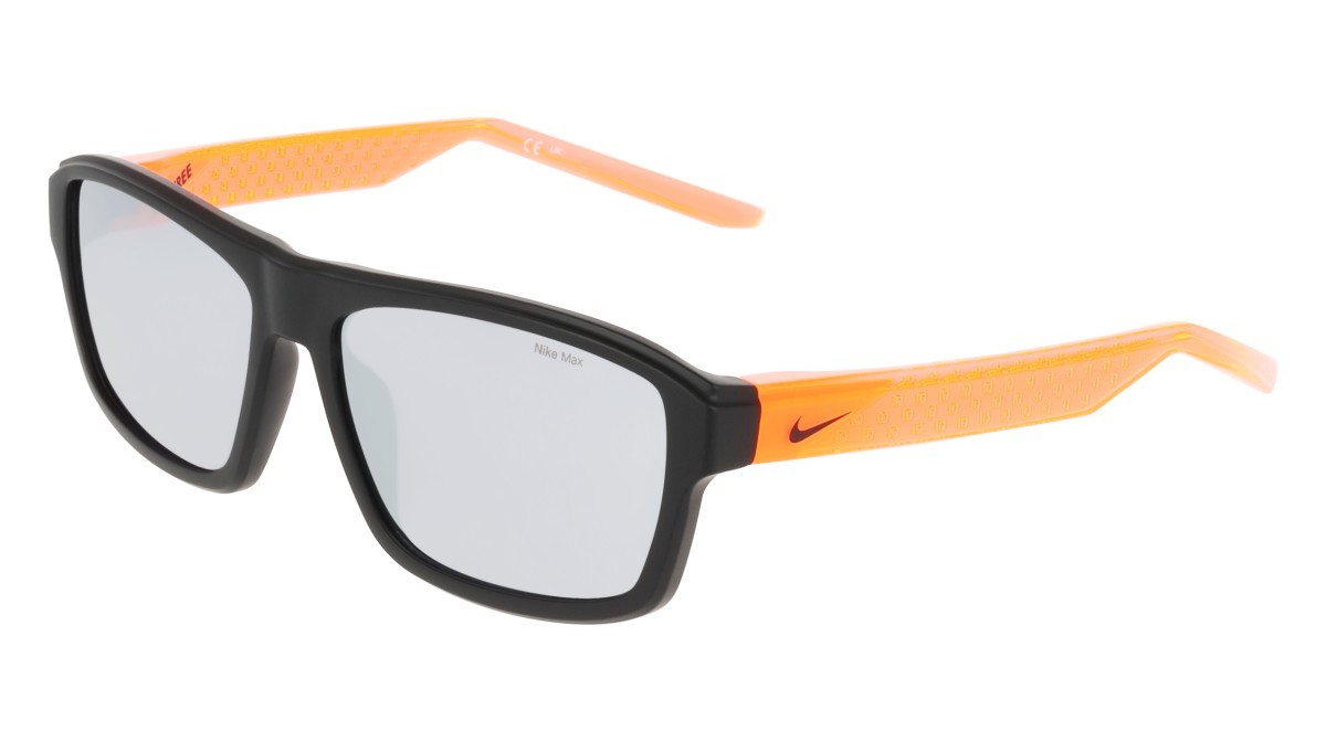 Sunglasses Nike NIKE LIVEFREE TEMPO N IU8040X (011) color matte black / chrome mirror shape rectangular lenses grey with silver flash