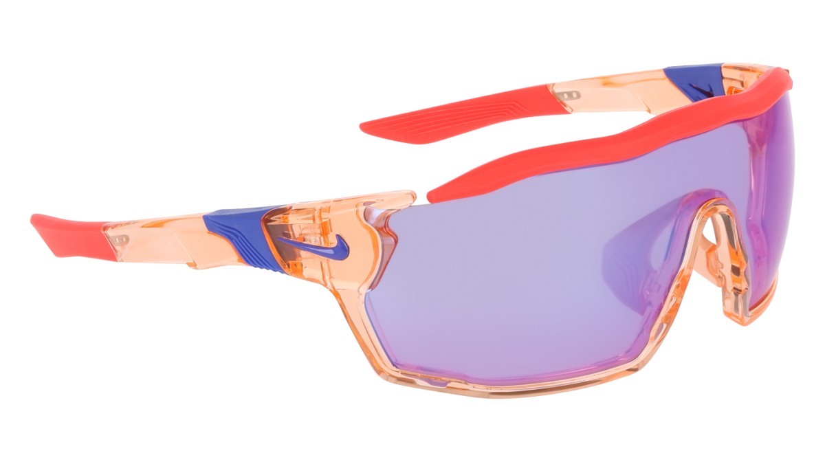Sunglasses Nike NIKE SHOW X RUSH E DZ7369 (814) color crimson tint / road blue mir shape mask lenses road tint w/ blue mirror