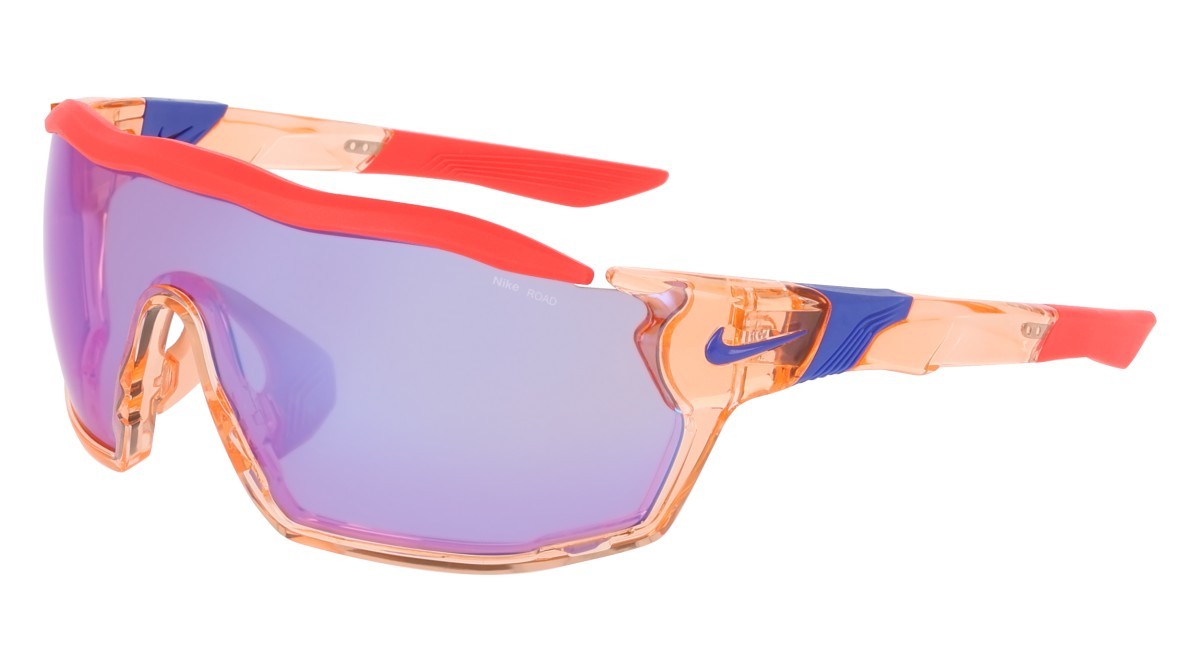 Sunglasses Nike NIKE SHOW X RUSH E DZ7369 (814) color crimson tint / road blue mir shape mask lenses road tint w/ blue mirror