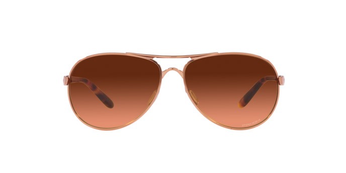 Occhiali da sole Oakley Feedback OO 4079 (407946) colore oro rosa forma ovale lenti prizm marrone sfumato