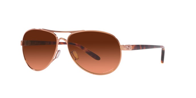 Occhiali da sole Oakley Feedback OO 4079 (407946) colore oro rosa forma ovale lenti prizm marrone sfumato