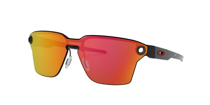 Sonnenbrillen Oakley Lugplate OO 4139 (413904) farbe polished black form quadratisch gläser prizm ruby