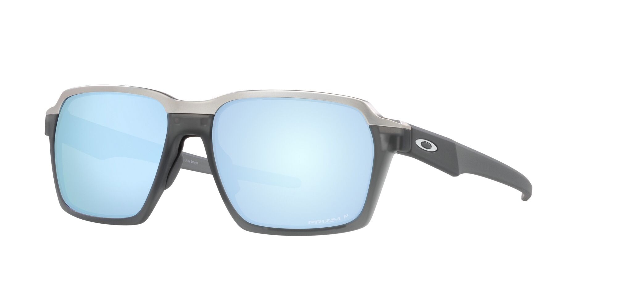 Sonnenbrillen Oakley Parlay OO 4143 (414312) farbe grigio fumo opaco form rechteckig gläser prizm deep water polarized