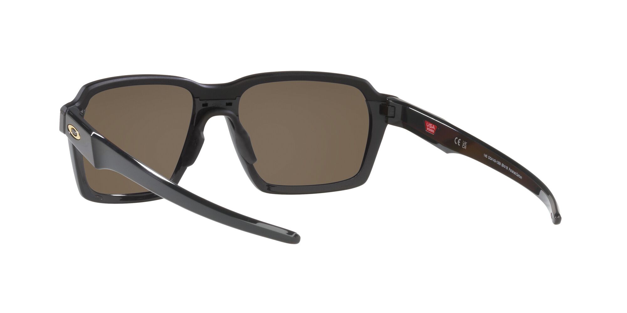 Sonnenbrillen Oakley Parlay OO 4143 (414313) farbe carbonio form rechteckig gläser prizm 24k polarized