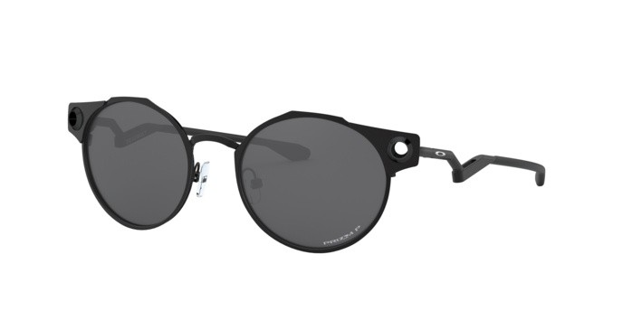 Occhiali da sole Oakley Deadbolt OO 6046 (604603) colore satin black forma rotondo lenti prizm black polarized