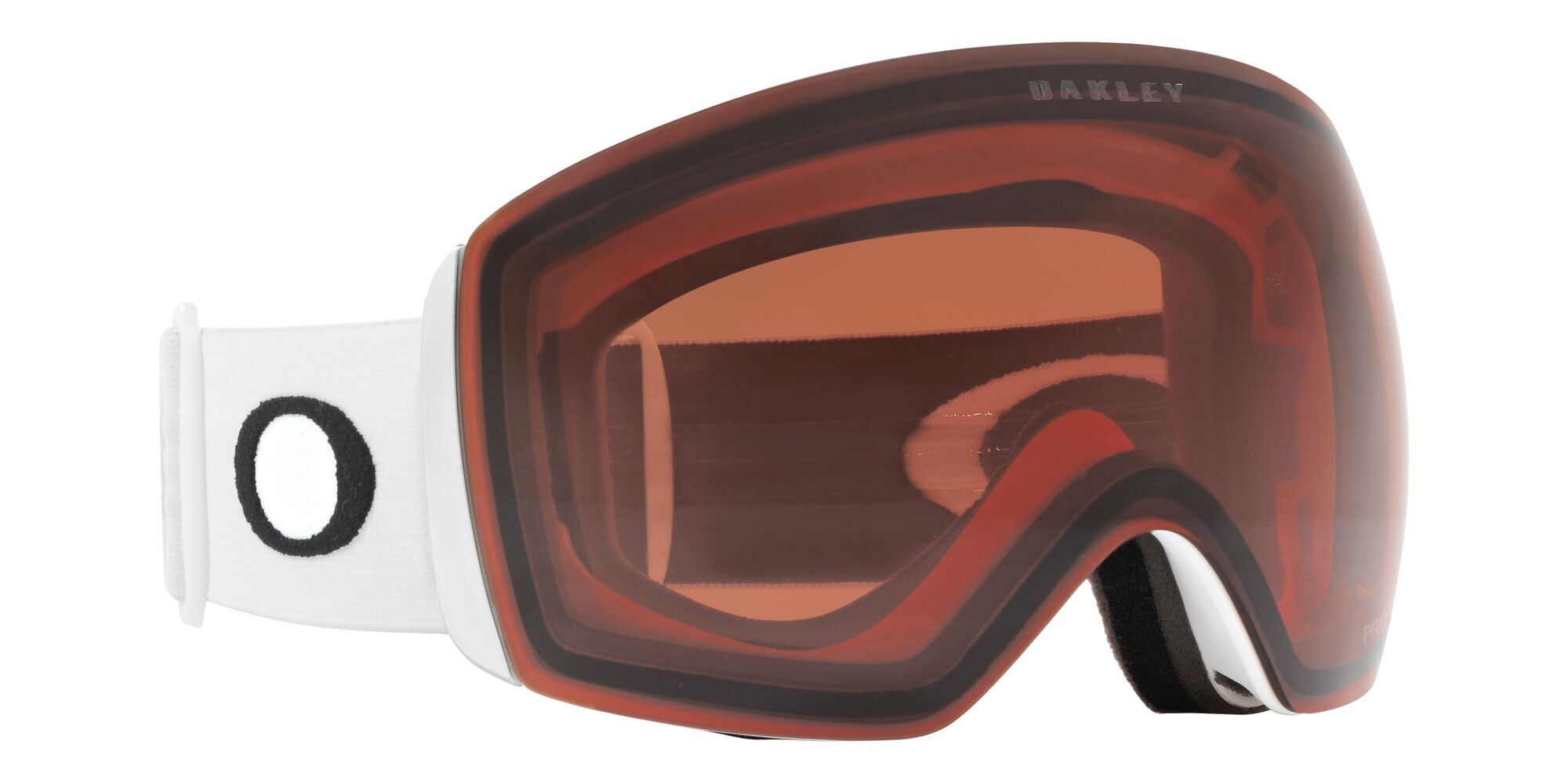Skibrillen und Snowboard masken Oakley Flight Deck L OO 7050 (7050B9) farbe bianco opaco form maske gläser prizm snow garnet