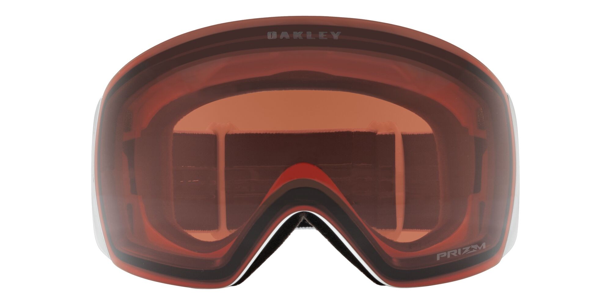 Skibrillen und Snowboard masken Oakley Flight Deck L OO 7050 (7050B9) farbe bianco opaco form maske gläser prizm snow garnet