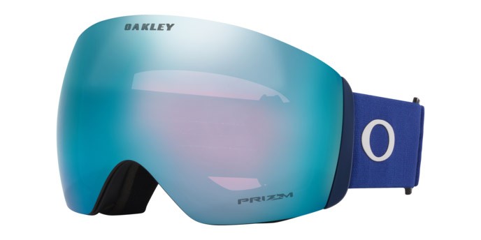 Maschere da Sci e Snowboard Oakley Flight Deck L OO 7050 (7050D4) colore blu navy opaco forma mask lenti prizm snow sapphire iridium