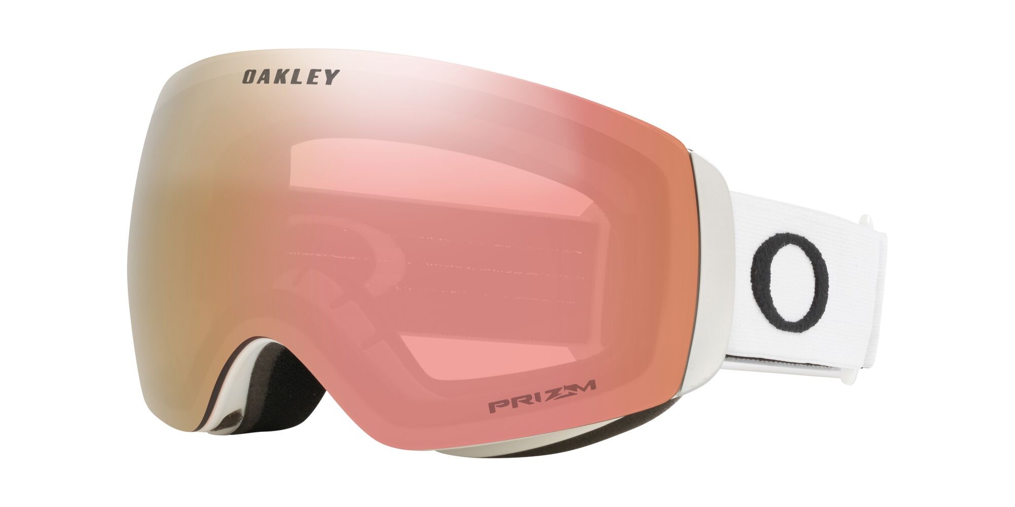Skibrillen und Snowboard masken Oakley Flight Deck M OO 7064 (7064C9) farbe bianco opaco form maske gläser prizm rose gold iridium