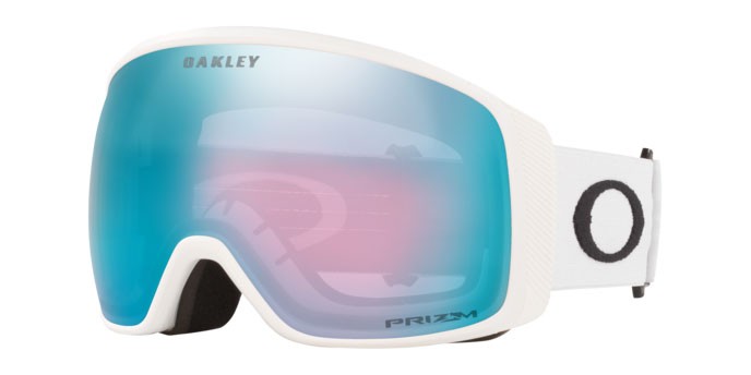 Maschere da Sci e Snowboard Oakley Flight Tracker L OO 7104 (710426) colore matte white forma irregolare lenti prizm snow sapphire