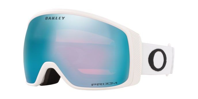 Maschere da Sci e Snowboard Oakley Flight Tracker M OO 7105 (710527) colore matte white forma irregolare lenti prizm snow sapphire