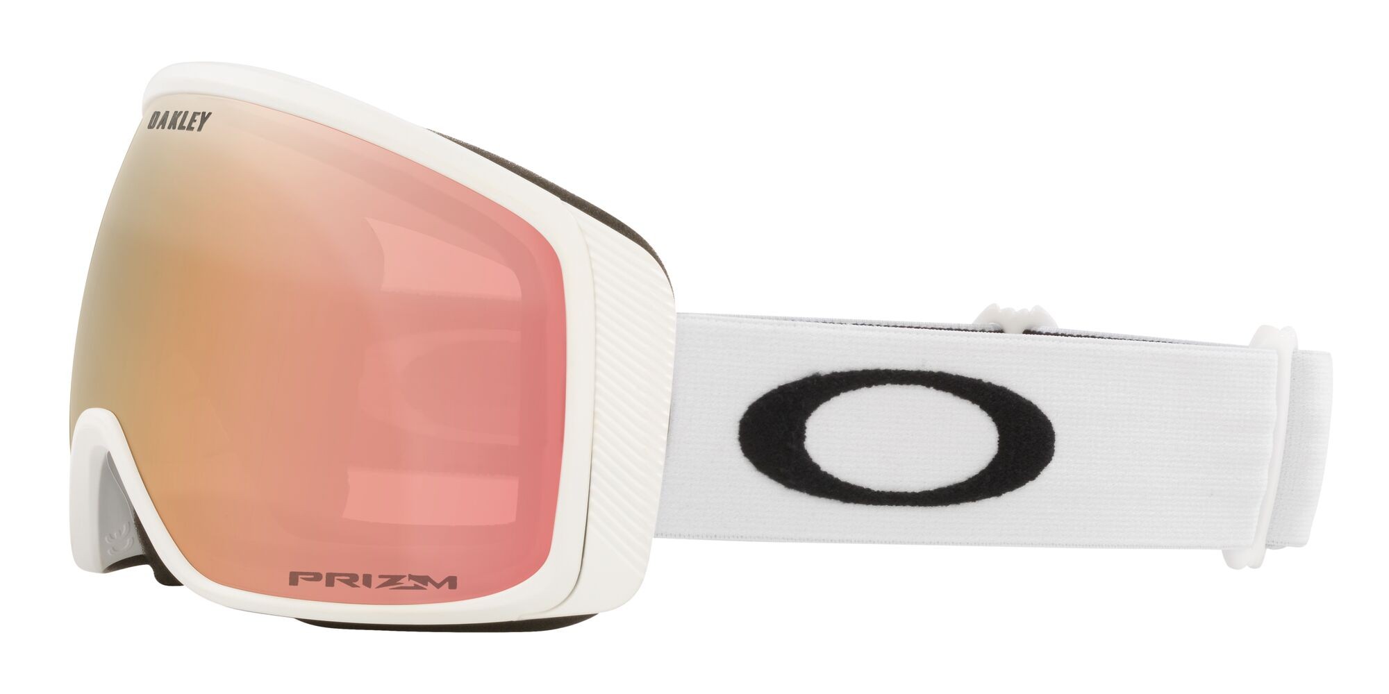 Maschere da Sci e Snowboard Oakley Flight Tracker M OO 7105 (710560) colore bianco opaco forma mask lenti prizm rose gold iridium