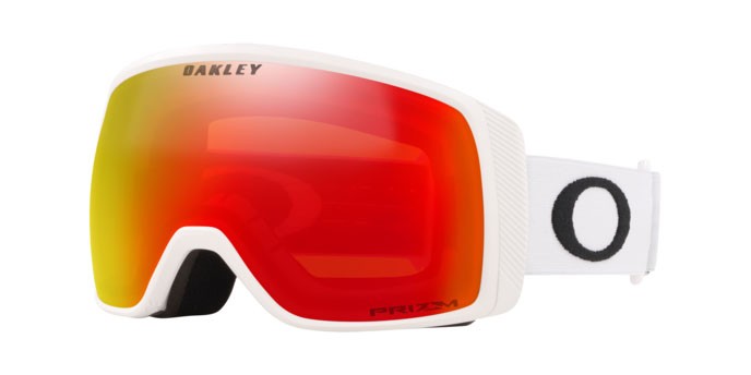 Maschere da Sci e Snowboard Oakley Flight Tracker S OO 7106 (710613) colore matte white forma irregolare lenti prizm snow torch