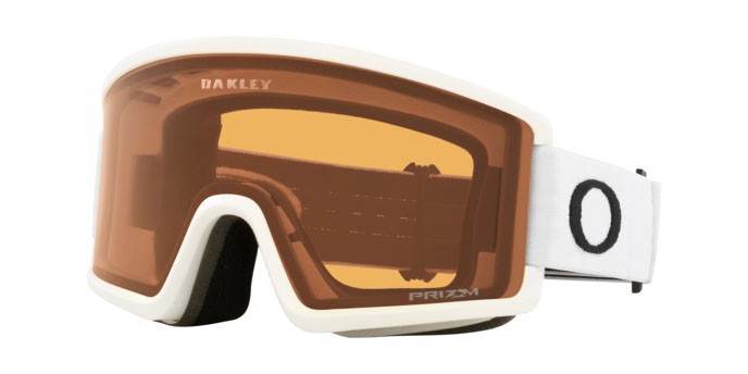 Maschere da Sci e Snowboard Oakley Target Line M OO 7121 (712123) colore bianco opaco forma mask lenti prizm snow persimmon