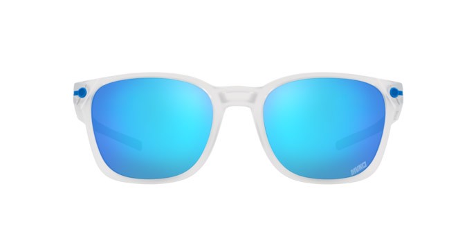 Sonnenbrillen Oakley Ojector OO 9018 (901811) farbe matte clear form unregelmäßig gläser prizm sapphire