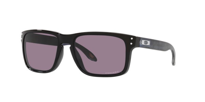 Sonnenbrillen Oakley Holbrook OO 9102 (9102U6) farbe polished black form quadratisch gläser prizm grey