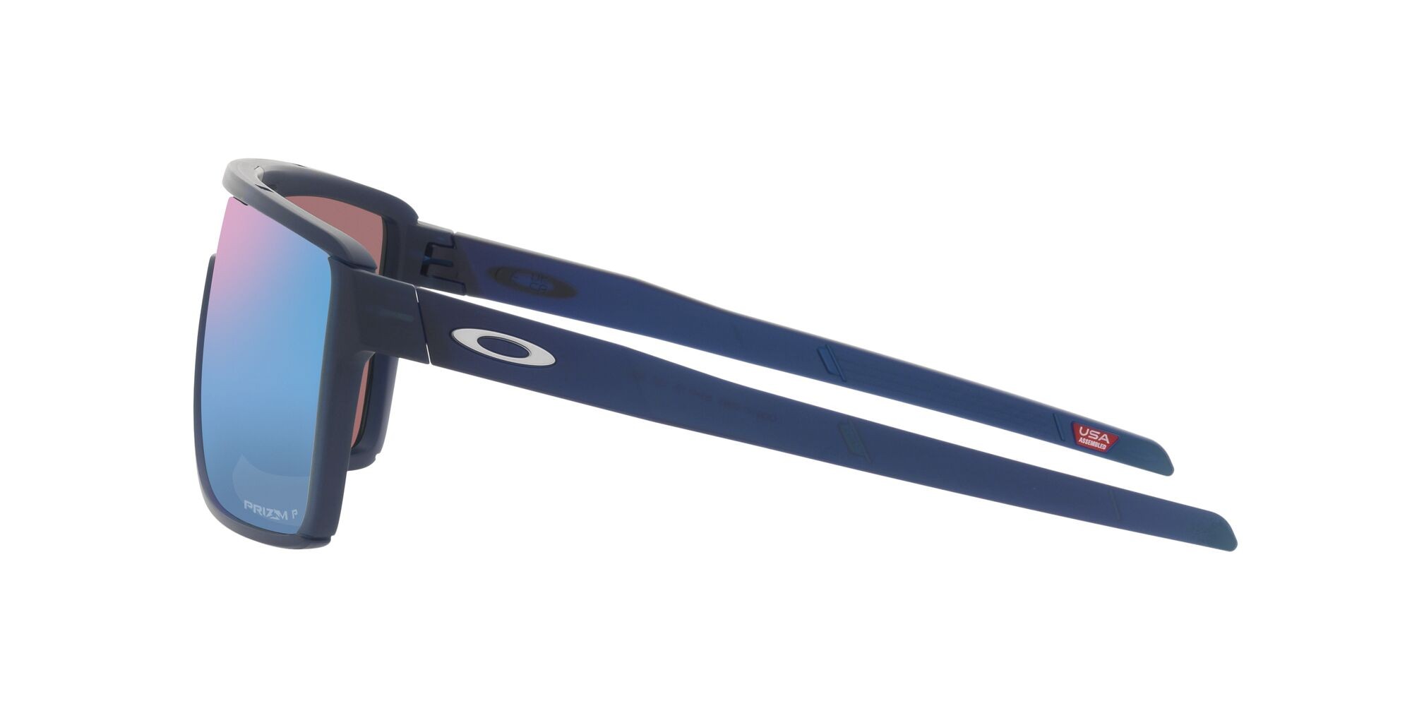 Sonnenbrillen Oakley Castel OO 9147 (914706) farbe blu opaco traslucido form rechteckig gläser prizm deep water polarized