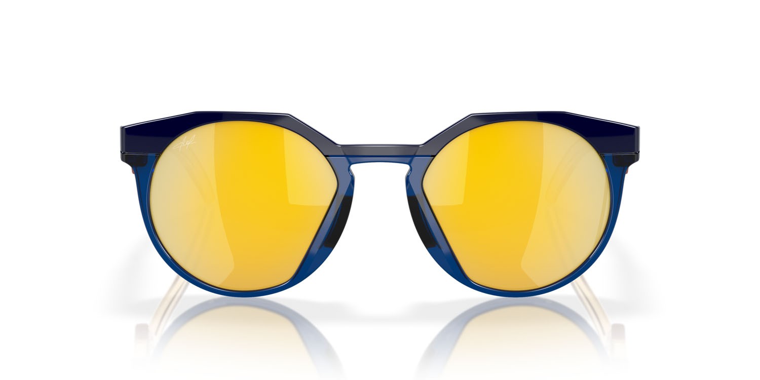 Occhiali da sole Oakley HSTN Kylian Mbappè OO 9242 (924211) colore navy/transparent blue forma rotondo lenti prizm 24k polarized