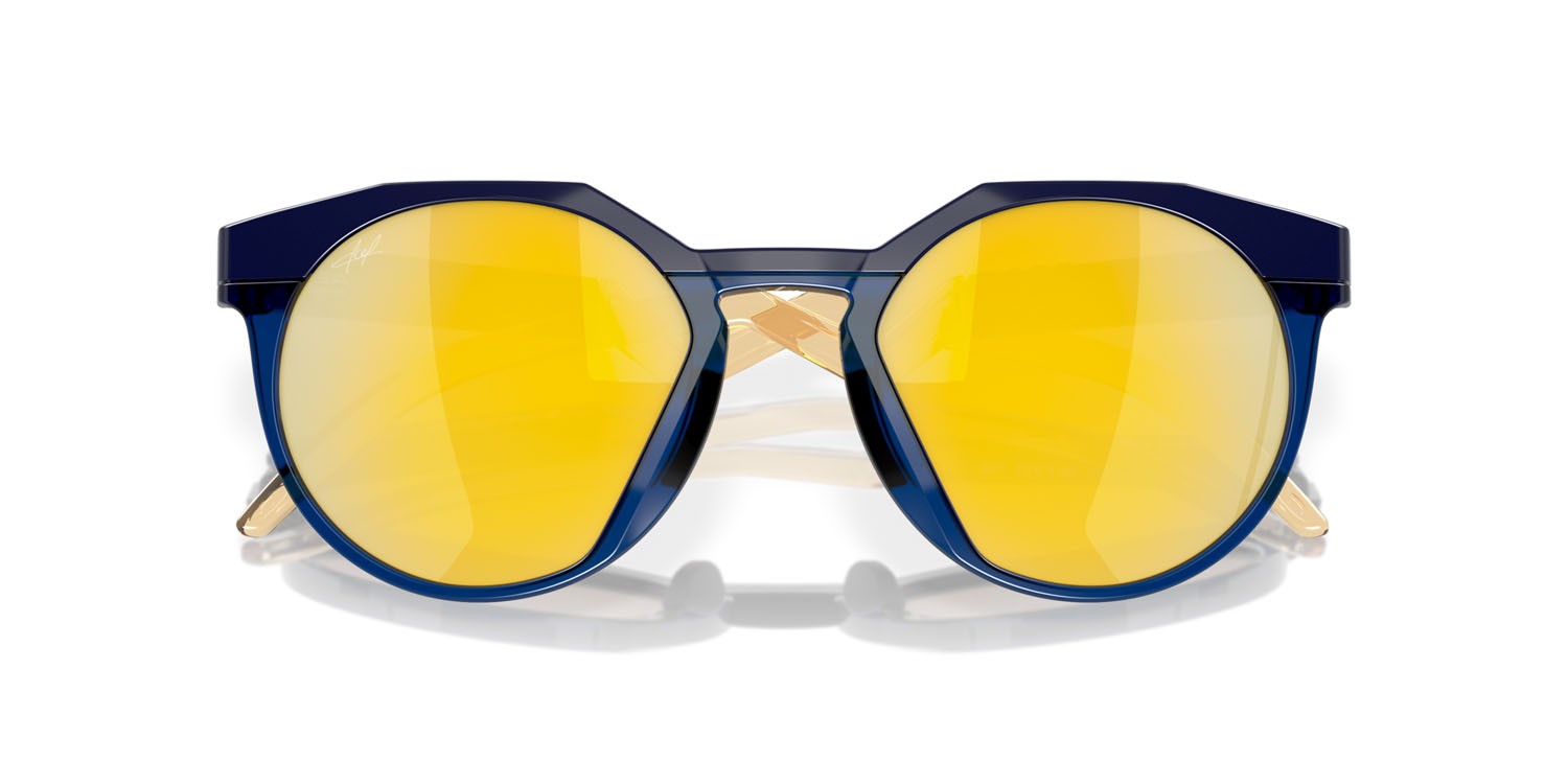 Occhiali da sole Oakley HSTN Kylian Mbappè OO 9242 (924211) colore navy/transparent blue forma rotondo lenti prizm 24k polarized