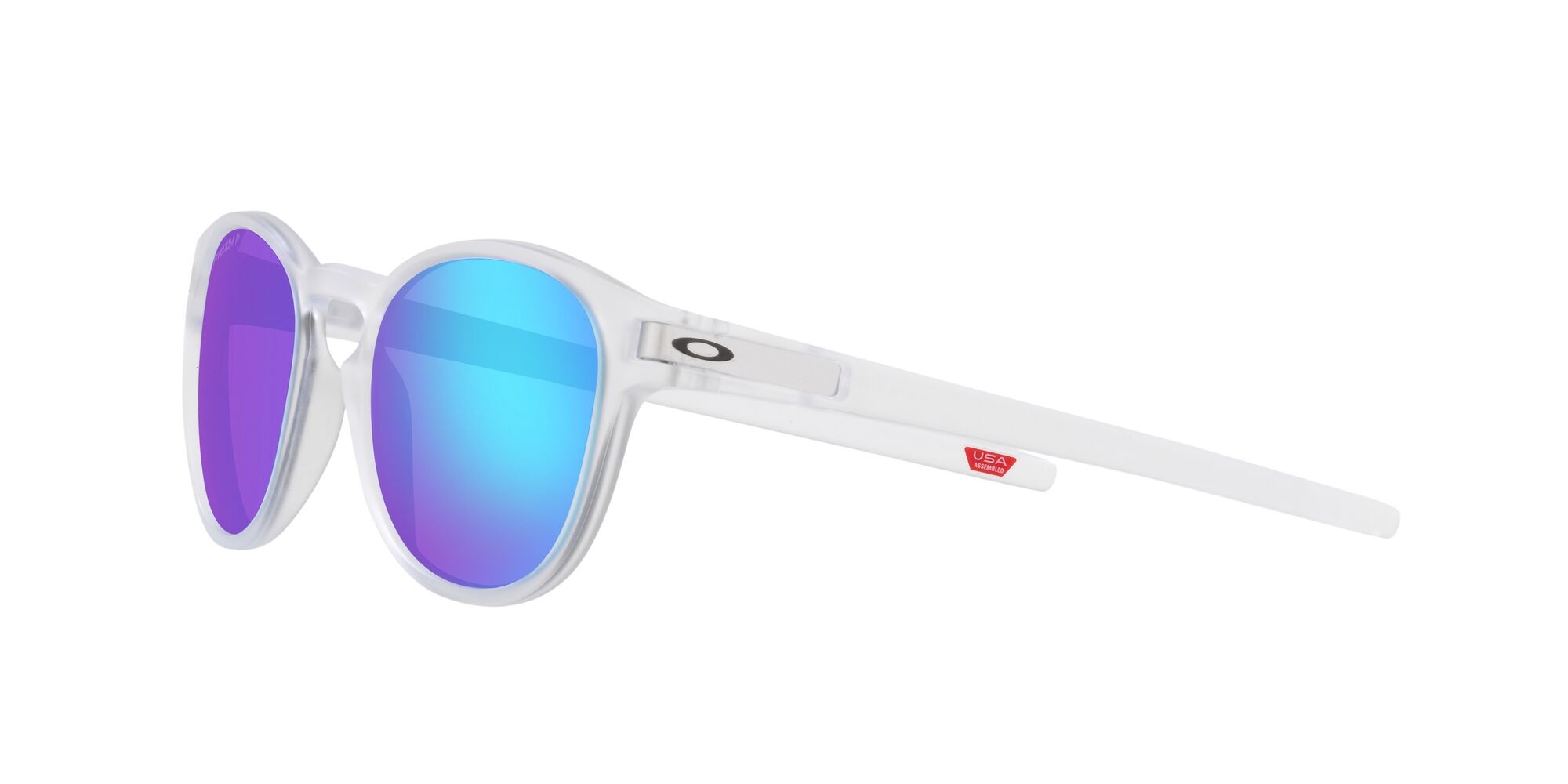 Sonnenbrillen Oakley Latch OO 9265 (926565) farbe trasparente opaco form rund gläser prizm sapphire polarized