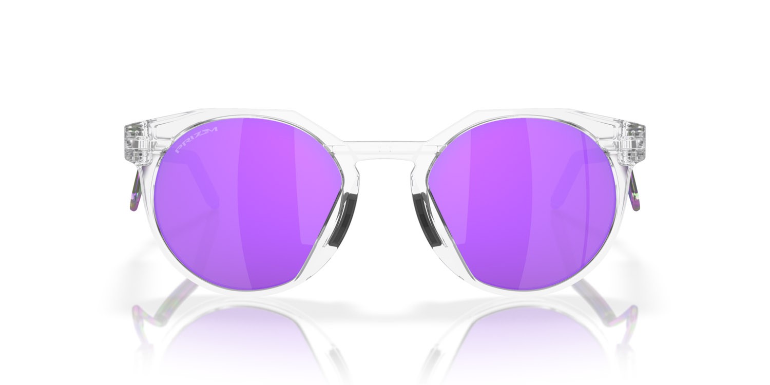Occhiali da sole Oakley HSTN Metal OO 9279 (927902) colore trasparente opaco forma rotondo lenti prizm violet