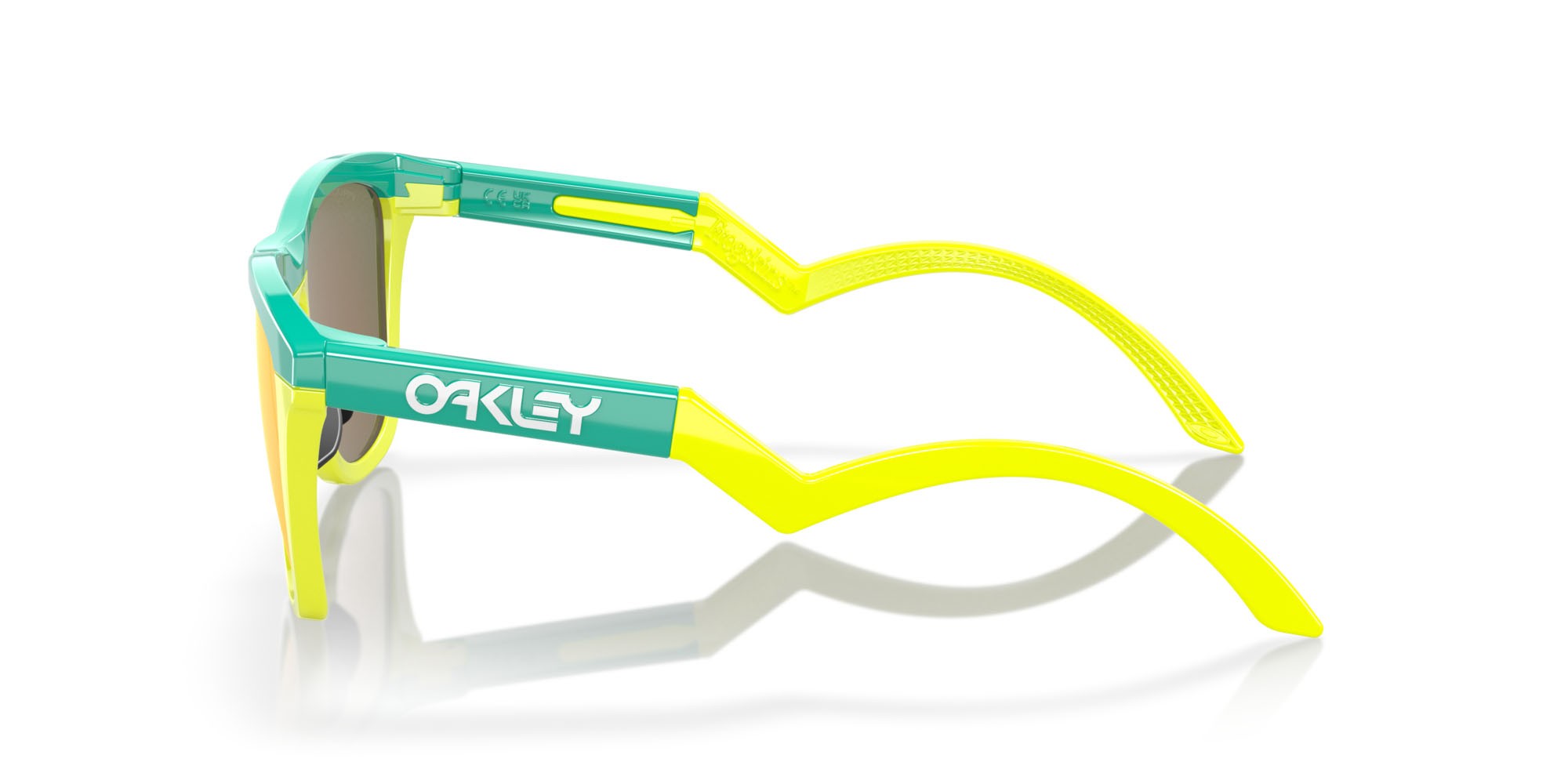 Sonnenbrillen Oakley Frogskins Hybrid OO 9289 (928902) farbe celeste/tennis ball yellow form rund gläser prizm ruby