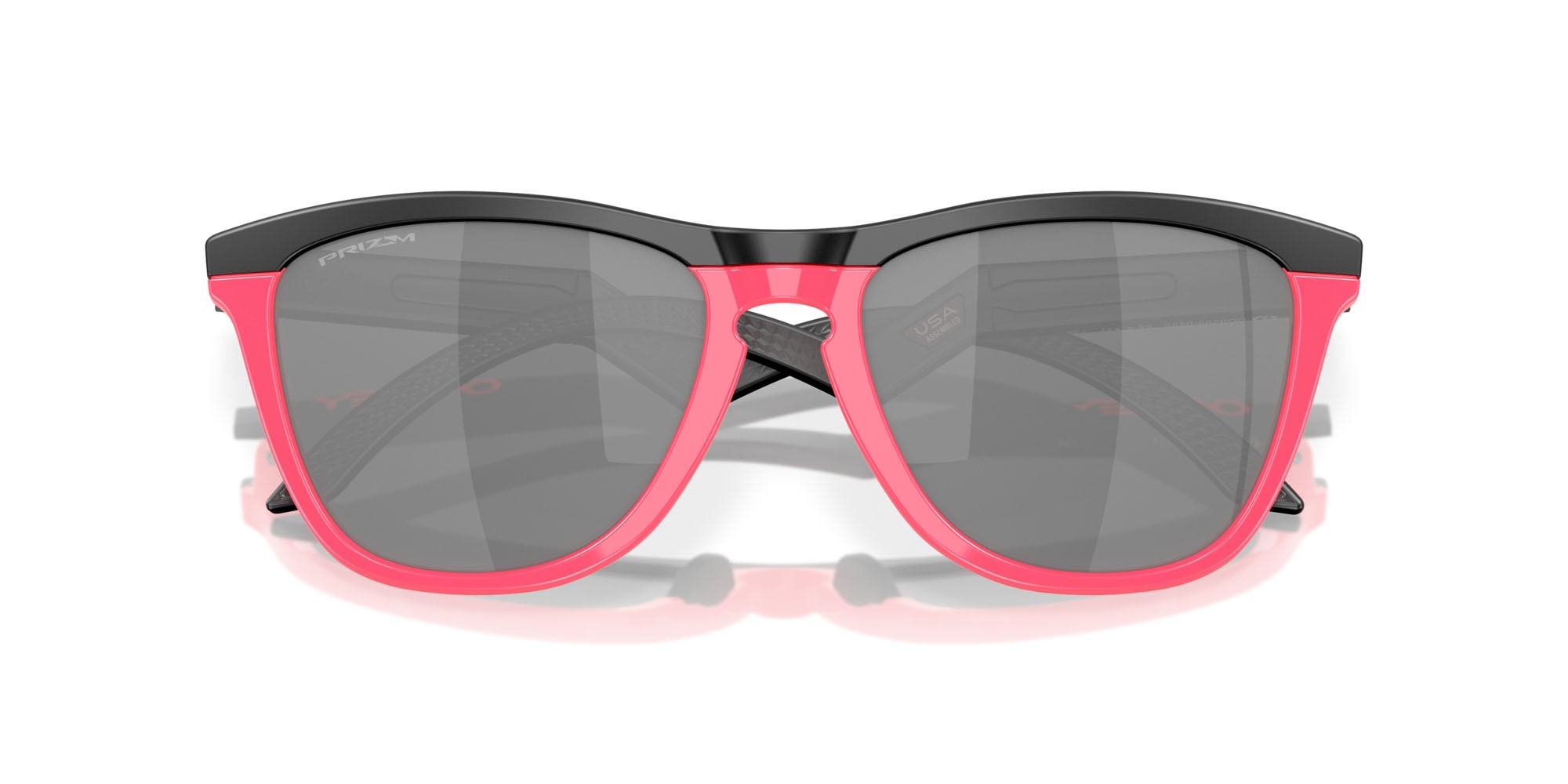Occhiali da sole Oakley Frogskins Hybrid OO 9289 (928904) colore matte black/neon pink forma rotondo lenti prizm black