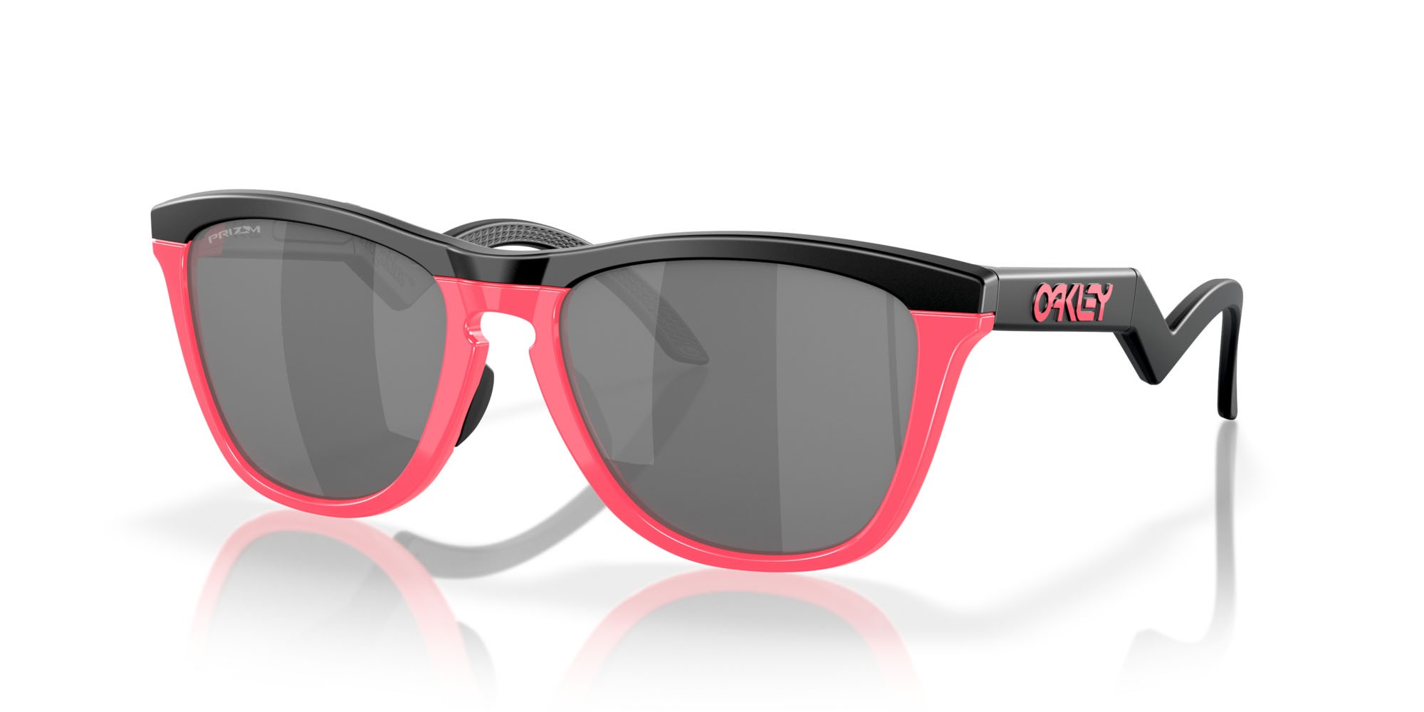 Occhiali da sole Oakley Frogskins Hybrid OO 9289 (928904) colore matte black/neon pink forma rotondo lenti prizm black