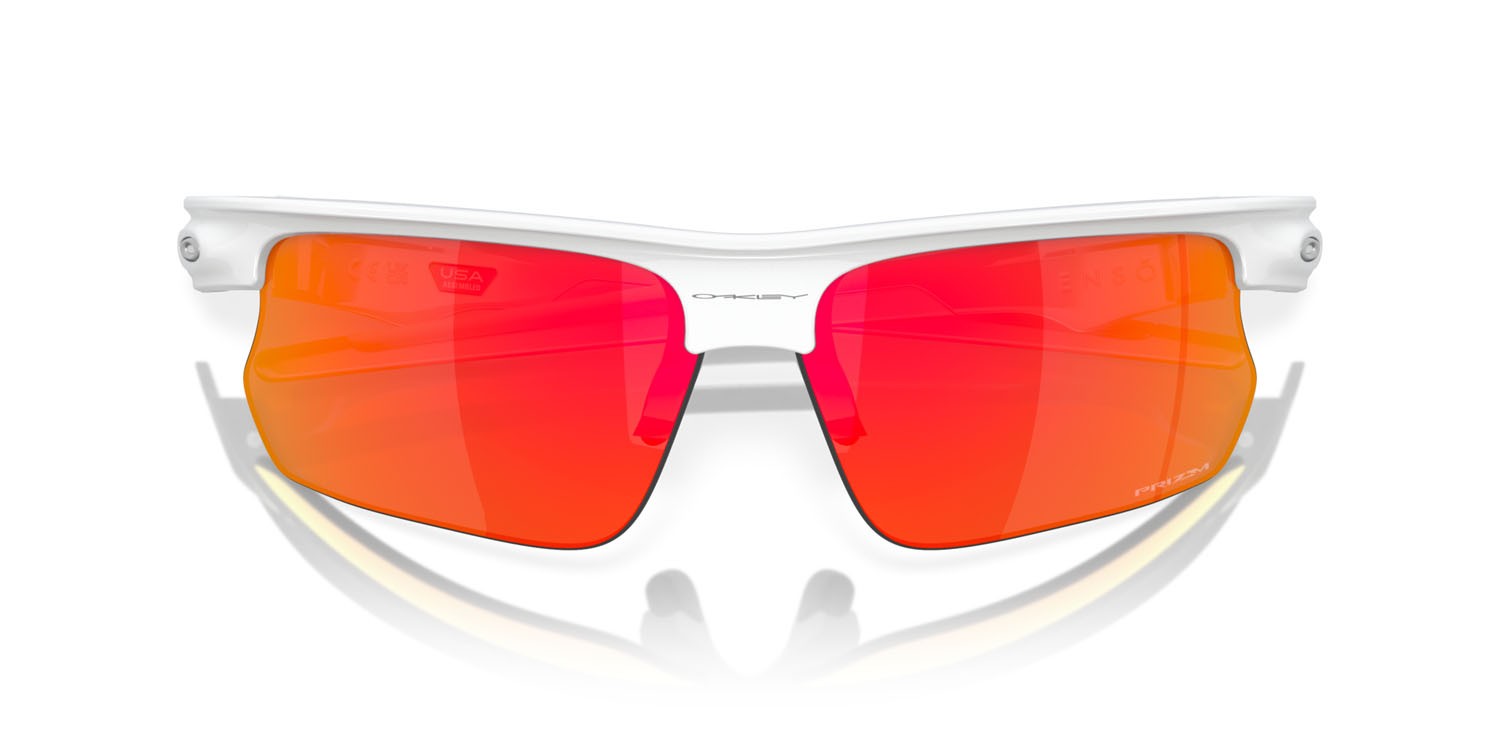 Sonnenbrillen Oakley Bisphaera OO 9400 (940003) farbe bianco lucido form rechteckig gläser prizm ruby