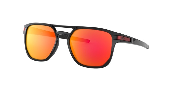 Sonnenbrillen Oakley Latch beta OO 9436 (943607) farbe polished black form quadratisch gläser prizm ruby