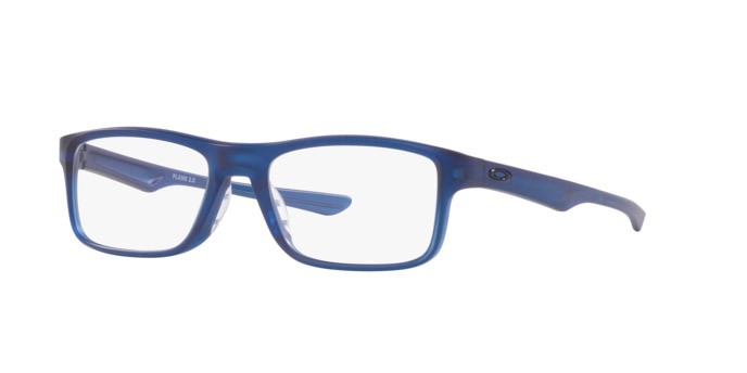 Occhiali da vista Oakley Plank 2.0 OX 8081 (808116) colore blu opaco traslucido forma rettangolare lenti lente demo